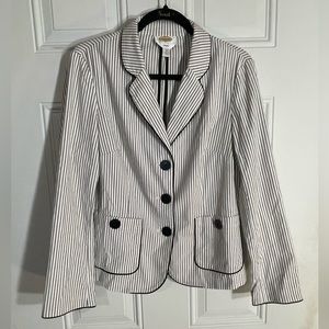 Talbots Black & White Striped Stretch Blazer, size 8